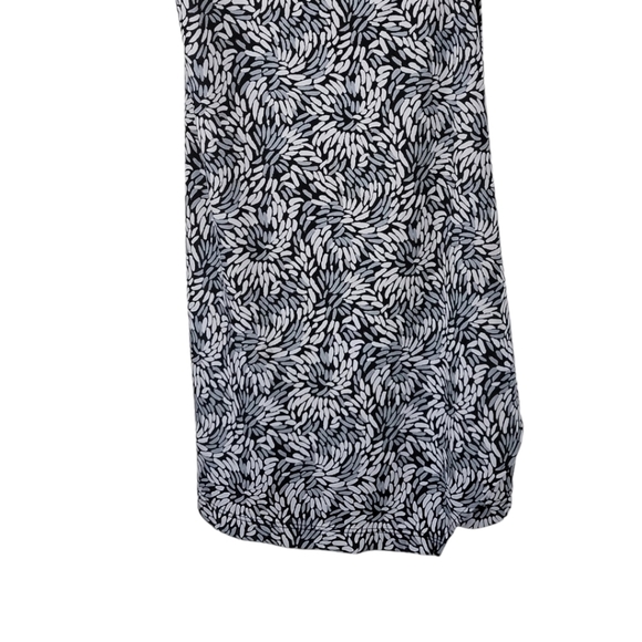 BCBG MAXAZRIA Woman's Sz M Plunge Neck Wrap Dress Leaf Print Grey Black - Picture 10 of 13